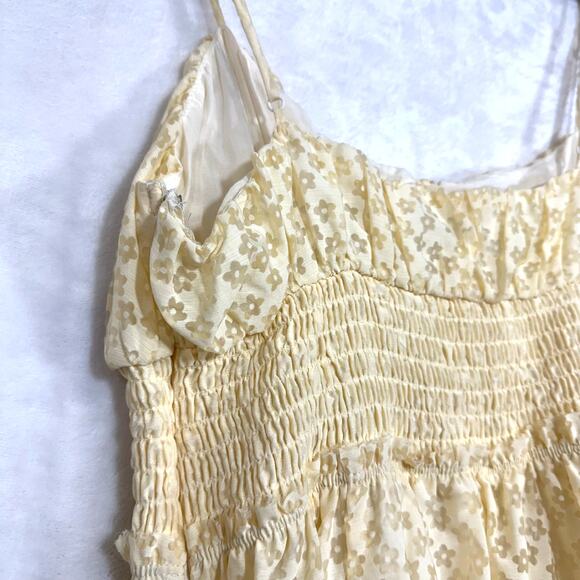 Urban Outfitters Large Riley Babydoll Mini Dress Sheer Ivory Floral Summer Girly - Picture 6 of 14